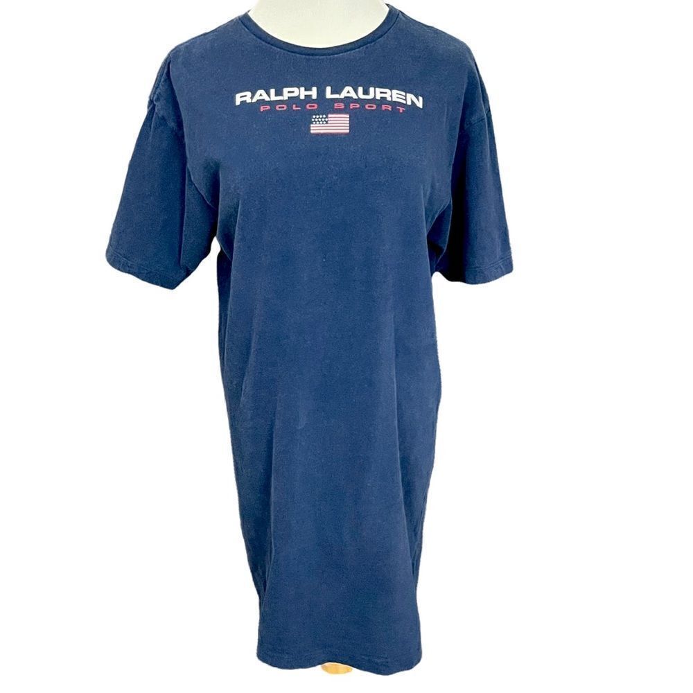 Vintage Y2K Polo Ralph Lauren Navy Blue T-shirt Dress S/M